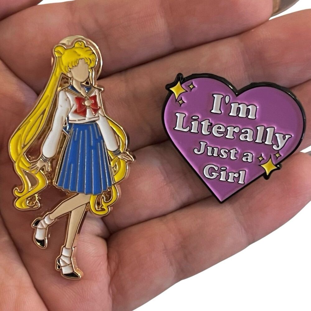 Set of 2 Pins Sailor Moon Usagi Literally Just a Girl Enamel Pins